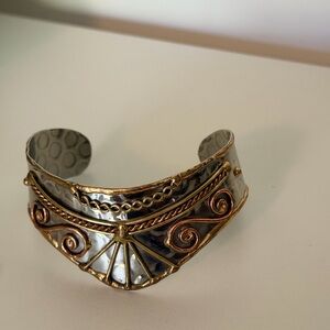 Elegant Silver and Gold Cuff Bracelet